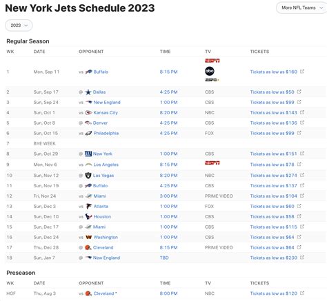 new york jets standings 2023|jets 2023 schedule with dates.